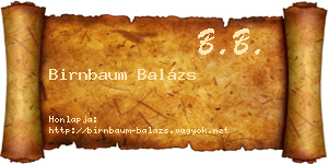 Birnbaum Balázs névjegykártya